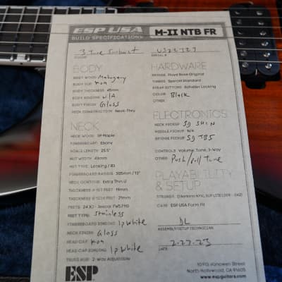 ESP USA M-II NTB FR - 3-Tone Sunburst Koa 6-String Electric Guitar w/ Black Tolex Case (2023) image 9