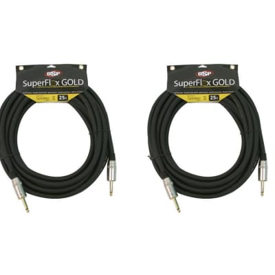 2 SuperFlex GOLD SFS-25QQ-SD Speaker Cables 1/4" to 1/4"  25' ft Premium Connectors Gold Contacts image 1