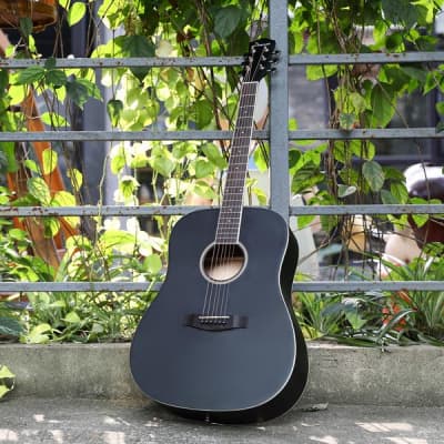 Donner  41 Inch Full-size Dreadnought Black Acoustic Guitar image 7
