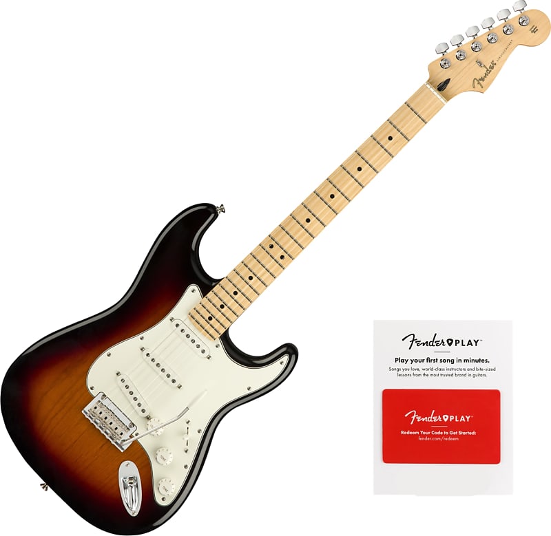 Fender Player Stratocaster Maple Fretboard 3-Tone Sunburst Guitar w/  Prepaid Fender Play Card