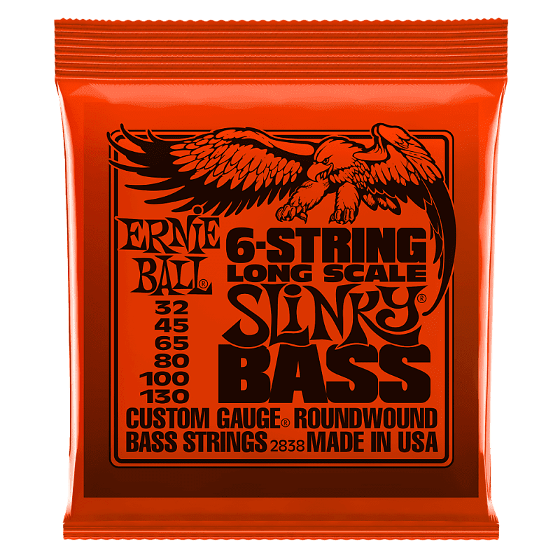Ernie Ball Slinky Long Scale Nickel Wound 6 String Electric Bass Strings 32-130 image 1