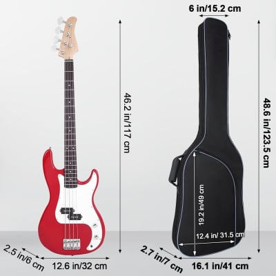 Bass Guitar Bag, Bass Guitar Bag Gig Bag Backpack Electric Bass Guitar Case Soft 0.38 inch Padding Lightweight with Pockets Waterproof (Black) image 2