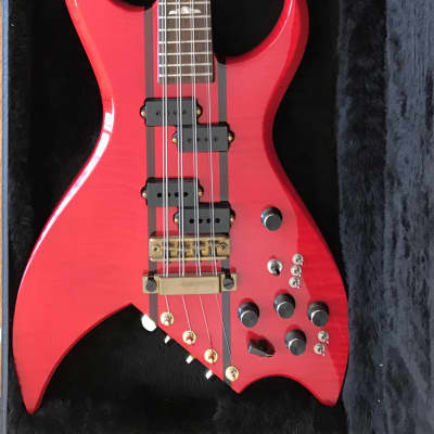 BC Rich Rich bich 8 string bass 1995 - Transparent red on flame maple for sale