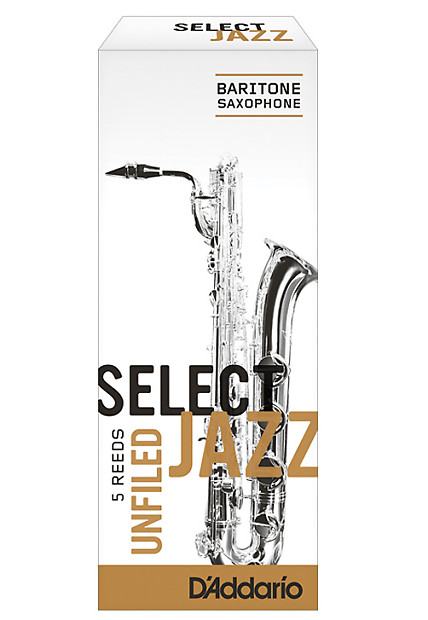 Rico Select Jazz Baritone Saxophone Reeds, Unfiled, Strength 3 Strength Soft, 5-pack image 1
