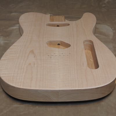 Unfinished Telecaster Body Book Matched Figured Flame Maple Top 2 Piece Alder Back Chambered, Standard Tele Pickup Routes 3lbs 14.5oz! image 9