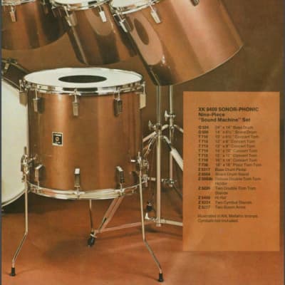 Sonor,  Phonic, Pat Travers Band  Nine Piece Set 1977 - Metallic Gold image 7