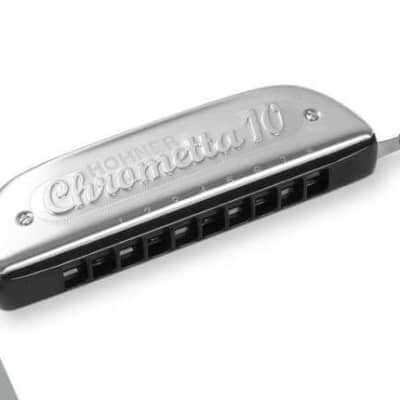 Hohner Chrometta 10 Chromatic Harmonica - Key of C 253C Silver image 2