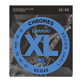 D'Addario Chromes Flat Wound Warm/Mellow Tone 12/52 Light Gauge image 1