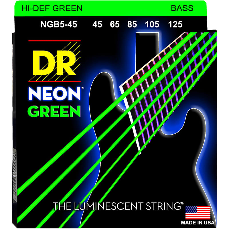 DR Strings NEON Green NGB5-45 Medium 5-String 45-125 image 1