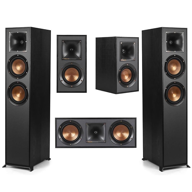 Klipsch Reference 5.0 Home Theater System Bundle with 2x R-620F Floorstanding Speaker, R-52C Center Channel Speaker, 2x R-41M Bookshelf Speaker, Black  			