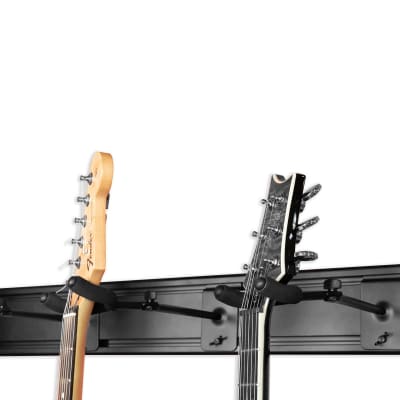 Wall Mounted 5-Space Slatwall Guitar Hanger - Black image 2