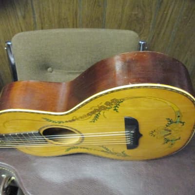 Unknown Parlor Acoustic Guitar 30s/40s art deco soso player w/intonation issues image 11