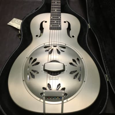 SEE VIDEO! 2022 Gretsch G9201 Honey Dripper Round-Neck Brass Body Biscuit Cone Resonator Guitar-Pump House Roof Finish-MINT! w/HSC for sale