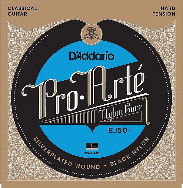 D'Addario EJ50 Pro-Arte Black Nylon Classical Guitar Strings Hard Tension image 1