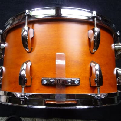 Double A drums 7.5x14" custom snare drum, pearl masters custom extra shell in burnt amber w/ video image 5