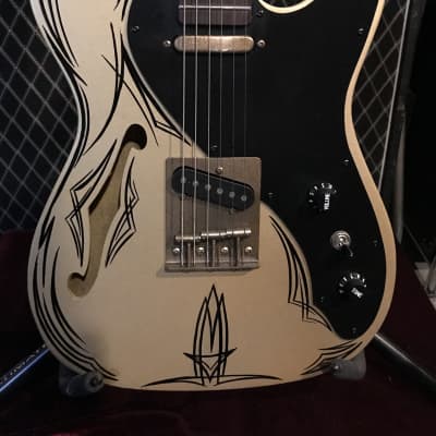 Tele Thinline Inspired 2010's - No Name - Dark Gold - Pinstriping - Rockabilly Inspired - Sounds Great - Make An Offer - Holiday Haggle Season ! image 2