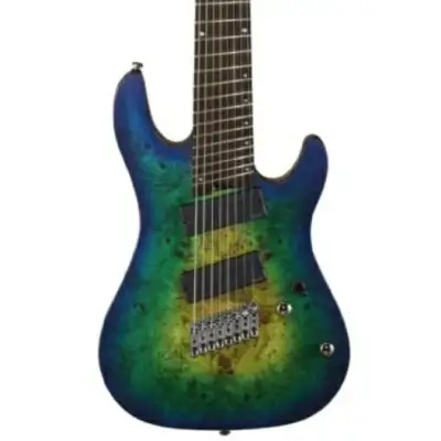 Cort KX508MS KX Series 8 String Electric Guitar. Mariana Blue Burst image 2