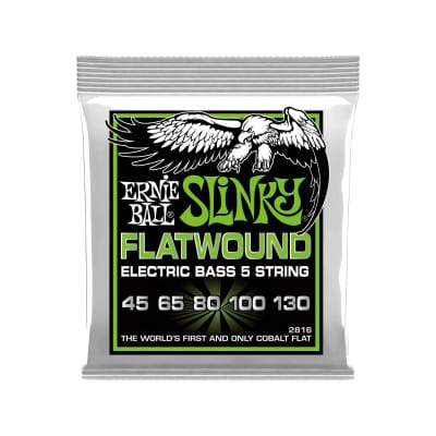 Ernie Ball Slinky Cobalt Flatwound Bass 5 String Set 45 65 80 100 130 image 1