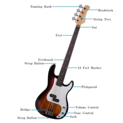 Fire Shaped Style Electric Bass Guitar - Sunburst | Reverb