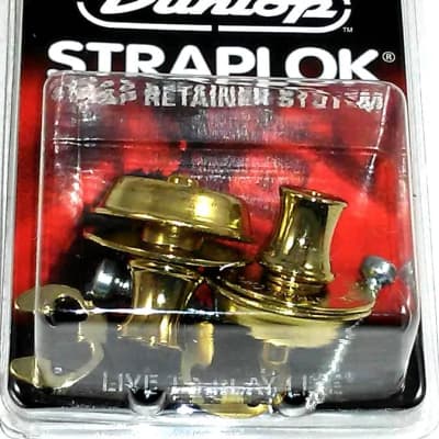 Dunlop Strap Locks - Guitar -Original Slim Button Strap Retainer System Brass image 2