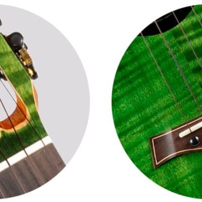 Flight Comet EQ-A Green Tenor Ukulele New - solid stained flamed maple top image 6