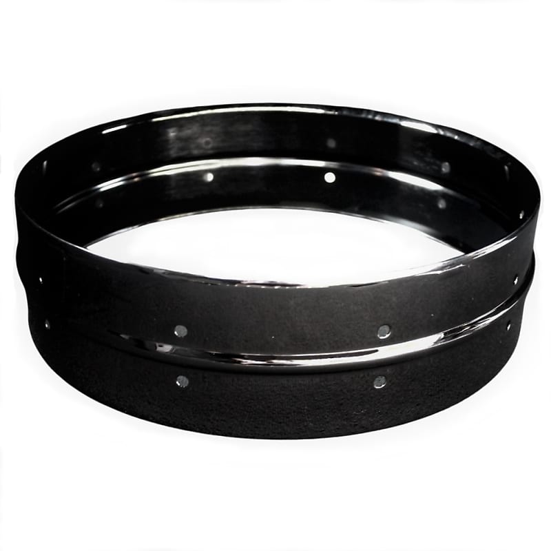 World Max BKS-4014/1031 4x14" beaded snare drum shell black over brass, pre-drilled 10 lug image 1