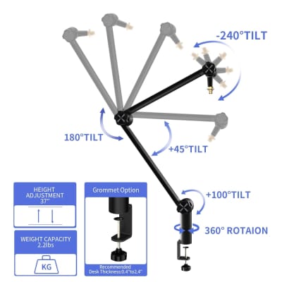 Tonor TC30S+ USB RGB Condenser Microphone Kit, Cool RGB Lights, Plug &  Play, Adjustable Boom Arm, Upgraded Desk Clamp, Shock Mount, Black