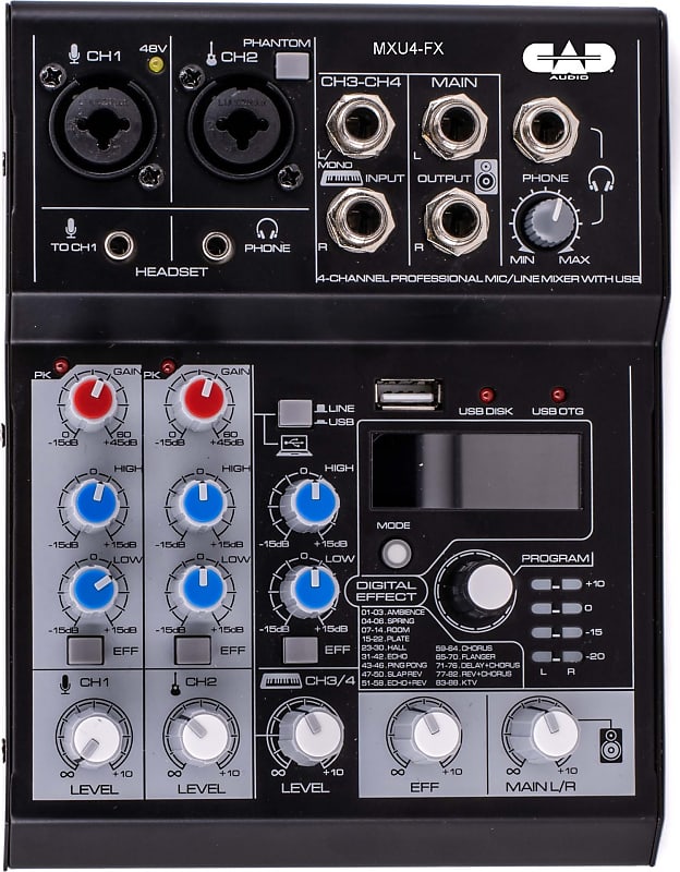 CAD MXU4-FX 4-Channel Mixer with USB Interface and Digital Effects image 1