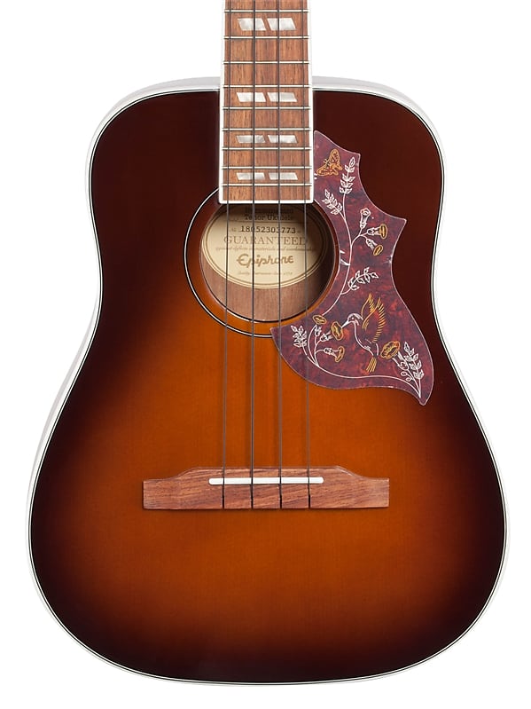 Epiphone Hummingbird Tenor Uke Acoustic Electric Tobacco | Reverb