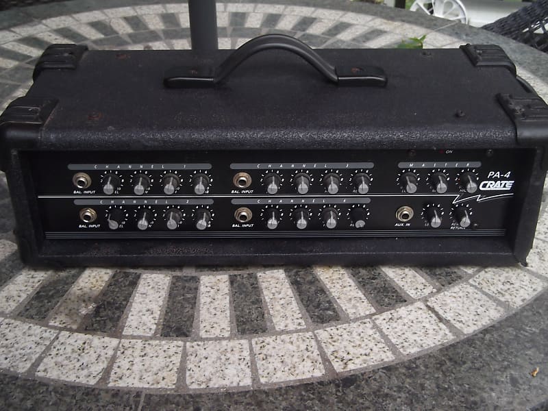 Crate PA4 4Ch. Powered PA Mic Mixer 60W RMS,1980's USA Reverb