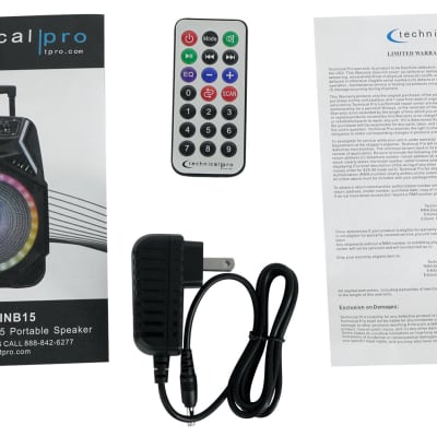 Technical Pro RAINB15 3000w 15" Bluetooth Rechargeable LED DJ Party Speaker+Mic image 8