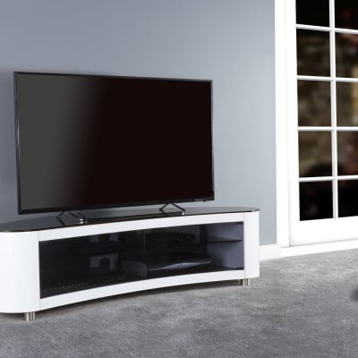 AVF Affinity Plus - Bay Plus 1500 Curved TV Stand (WhiteBlack Glass) image 4