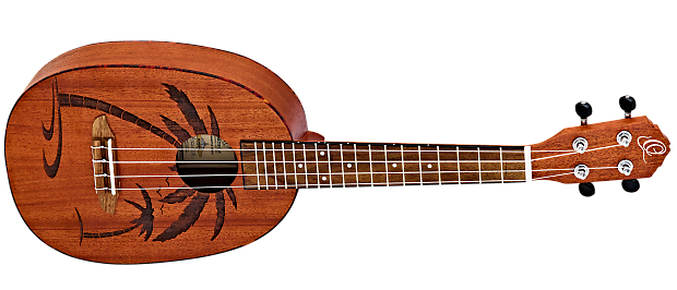 Ortega RUPA5MM Pineapple Series Sapele Top Concert Ukulele with Etched Palm Trees image 1