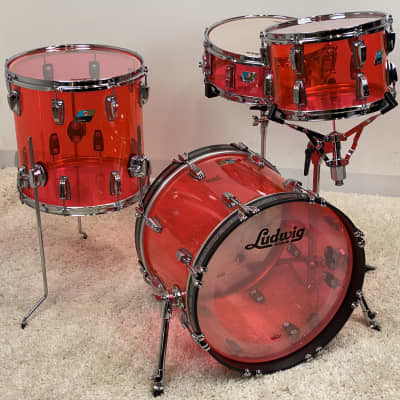 Ludwig 18/12/14/5x14" Vistalite Jazzette Drum Set - Pink Vistalite w/ Exclusive 18" BD! image 3