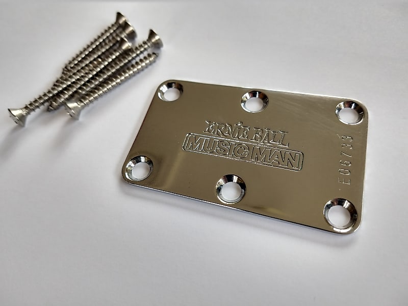 Ernie Ball Music Man Stingray neck plate 1999 Chrome Reverb