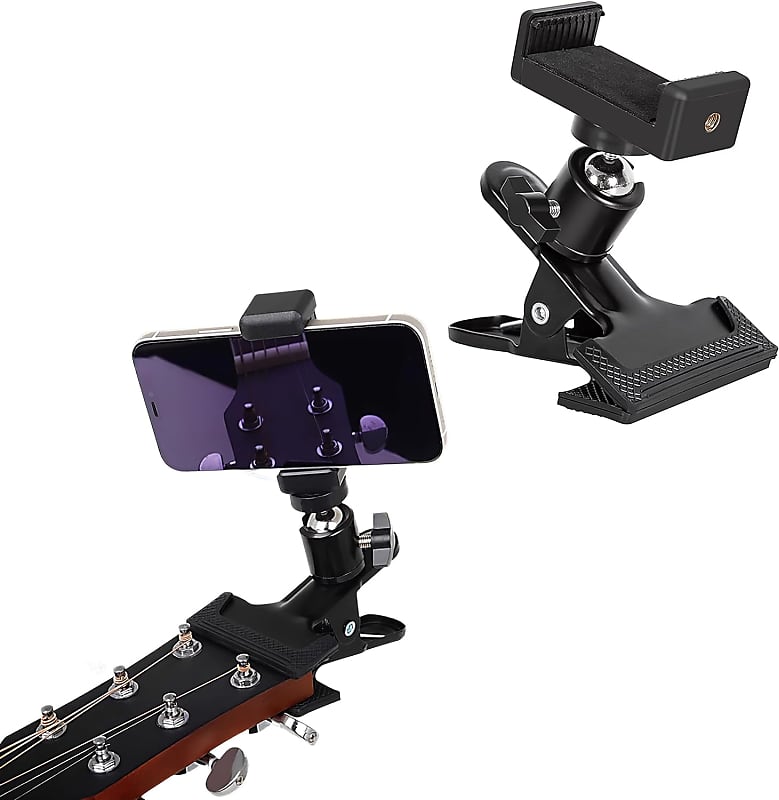 LMS Guitar Phone Mount, Black, Clamp Mount, Clip On, 360 Reverb