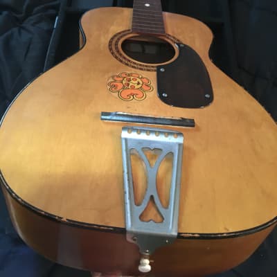 1960’s Silvertone parlor acoustic guitar  Parlor Natural and painted wood image 11