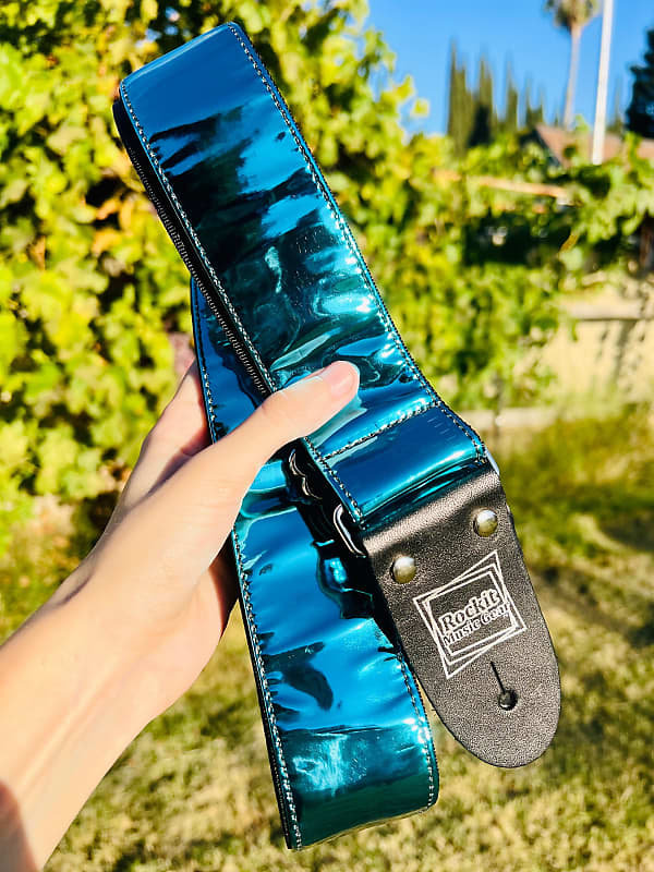 Teal Blue Chrome Guitar Strap Reverb