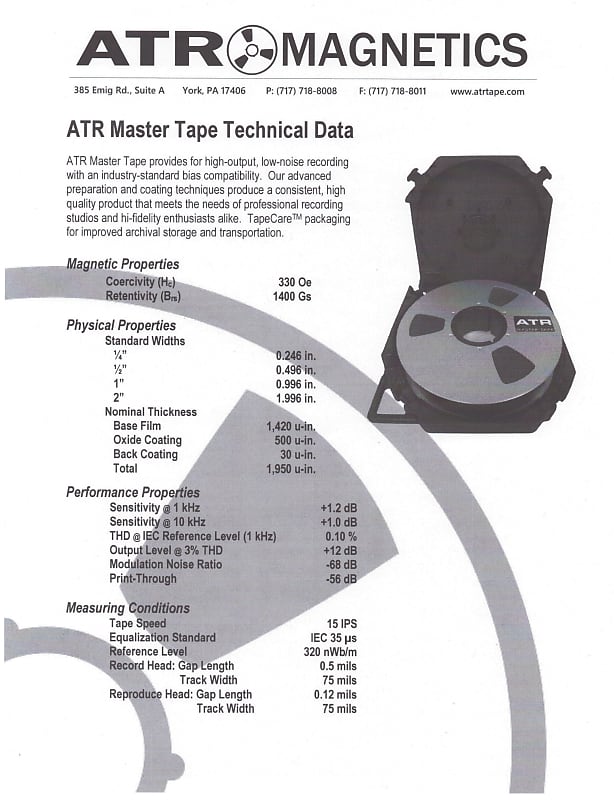 ATR Magnetics Master Tape 1/4 Empty 10.5 NAB Metal Reel to Reel