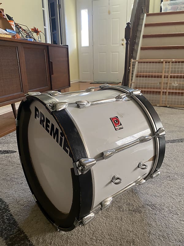 Premier Marching Bass Drum White Reverb