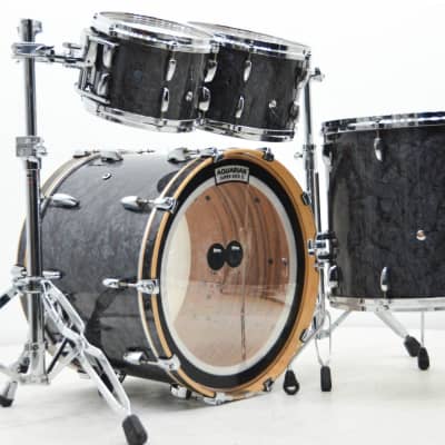 USED Pearl Masters Maple/Gum Music City Custom 4pc Drum Kit "Black Diamond Pearl" image 5