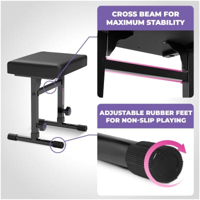 Liquid Stands Pink Piano Keyboard Stand and Bench Set - Portable Heavy Duty Digital Piano Stand for 54-88 Key Electric Pianos & Adjustable Piano Bench, Chair,Stool Sturdy Keyboard Music Stand and Seat image 5