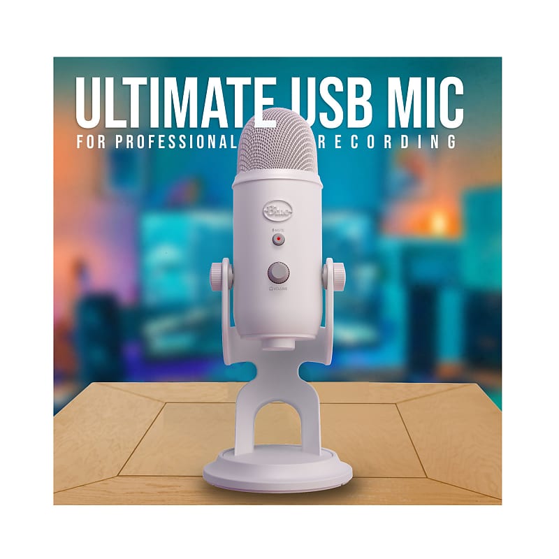 Blue Microphones Yeti USB Microphone (White Mist) Bundle with Boom Arm  Microphone Stand, Monitor Headphones and Pop Filter (4 Items)