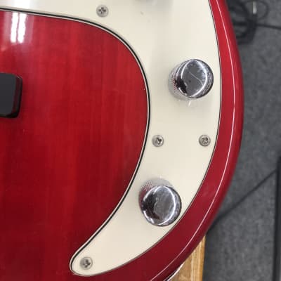 Peavey Milestone IV Fretless Bass Guitar - Transpartent Red image 3