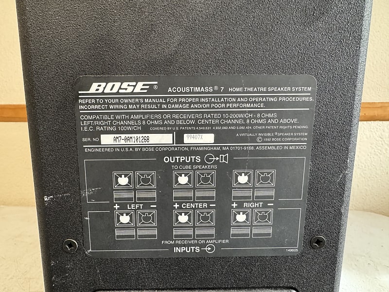 Bose Am7 Bose Acoustimass Specs Bose Acoustimass Speaker System
