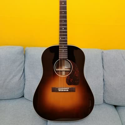 Enya T05J acoustic electric guitar Vintage Sunburst with dual mode pickup and deluxe hardcase image 3