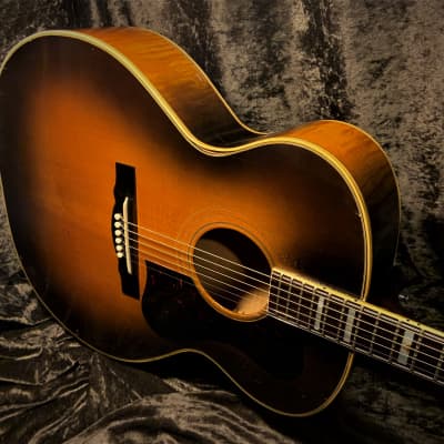 Guild F50 1959 Hoboken Jumbo Acoustic Ghost Label "Rare Bird Alert" Flame Maple Archback Buddy Holly image 3