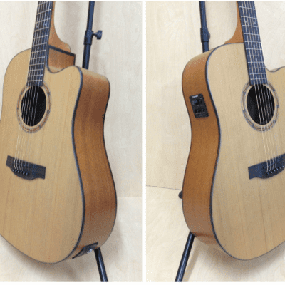 Klema Solid Cedar Top,Dreadnought Acoustic Guitar,Cutaway W Gig Bag k100DC-CE image 3