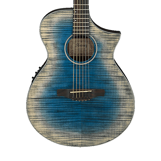 Ibanez AEWC32FM-GBL Thinline Acoustic/Electric Guitar w/ Flame Maple Top Glacier Blue Low Gloss image 1