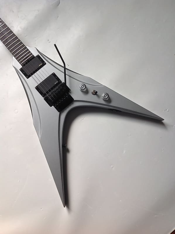 DBZ Venom Flying V Silver W/OHSC Floyd Rose & EMG Pickups